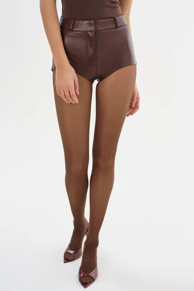 Women ANNAISE Leather Hot Shorts Chocolate Brown LAMARQUE Pants and Shorts Women ANNAISE Leather Hot Shorts Chocolate Brown LAMARQUE Pants and Shorts