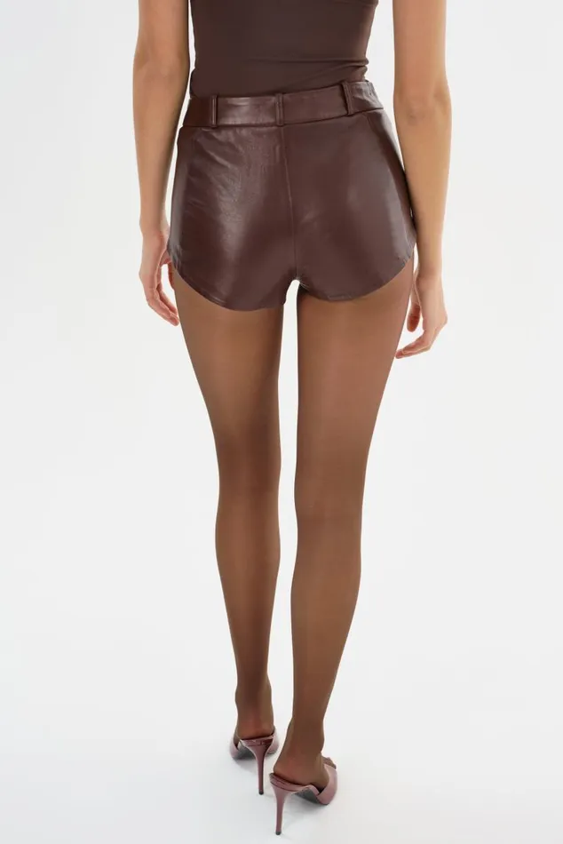 Women ANNAISE Leather Hot Shorts Chocolate Brown LAMARQUE Pants and Shorts Women ANNAISE Leather Hot Shorts Chocolate Brown LAMARQUE Pants and Shorts
