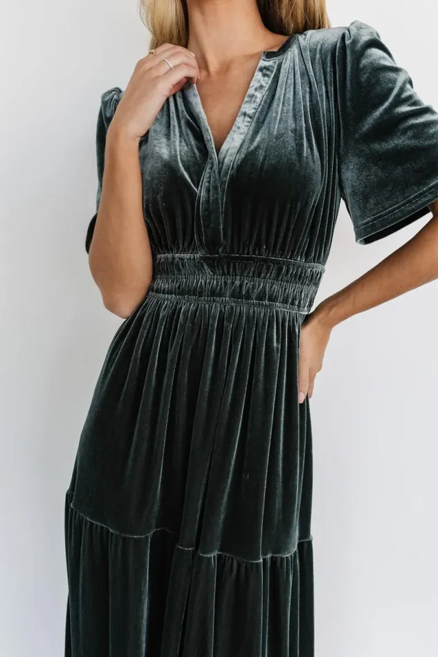 Women Artemis Velvet Maxi Dress Eucalyptus Baltic Born Maxi Dresses Women Artemis Velvet Maxi Dress Eucalyptus Baltic Born Maxi Dresses