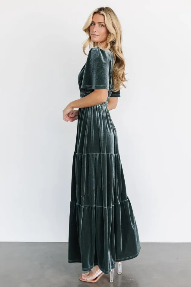 Women Artemis Velvet Maxi Dress Eucalyptus Baltic Born Maxi Dresses Women Artemis Velvet Maxi Dress Eucalyptus Baltic Born Maxi Dresses