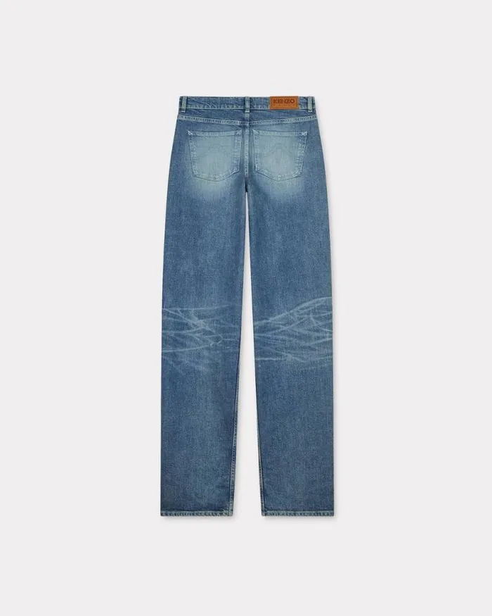 Women ASAGAO Regular Jeans In Japanese Denim Stone Bl Dirty Blue Denim Kenzo Pants And Shorts