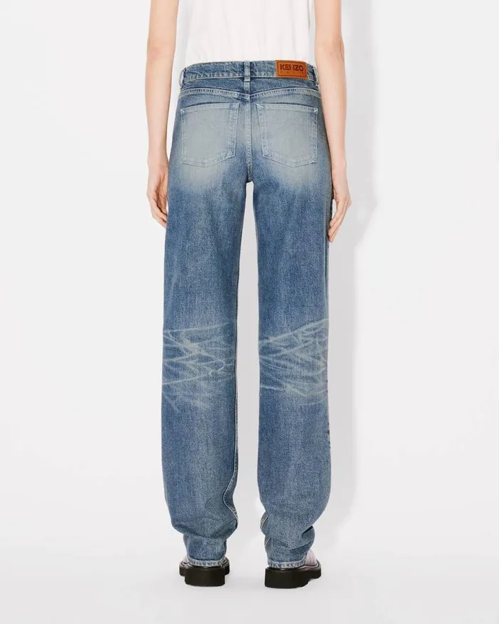 Women ASAGAO Regular Jeans In Japanese Denim Stone Bl Dirty Blue Denim Kenzo Pants And Shorts