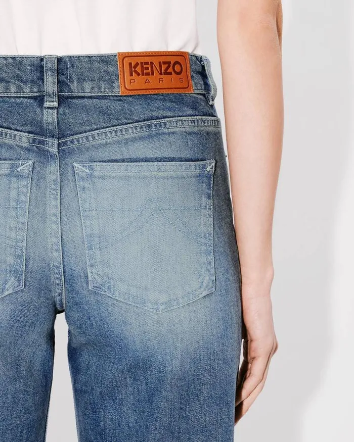 Women ASAGAO Regular Jeans In Japanese Denim Stone Bl Dirty Blue Denim Kenzo Pants And Shorts