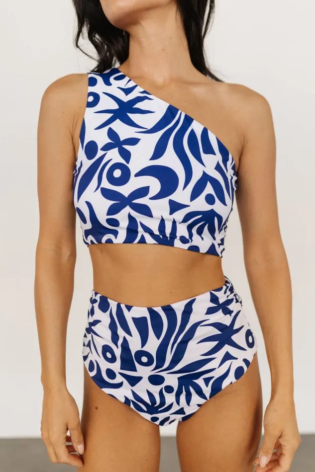 Women Bali One Shoulder Bikini Top White Navy Baltic Born Bikini Women Bali One Shoulder Bikini Top White Navy Baltic Born Bikini