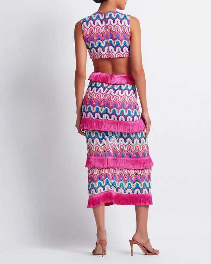 Women Beach Dresses PatBO CROCHET CUTOUT MIDI DRESS FINAL SALE Pink Multi