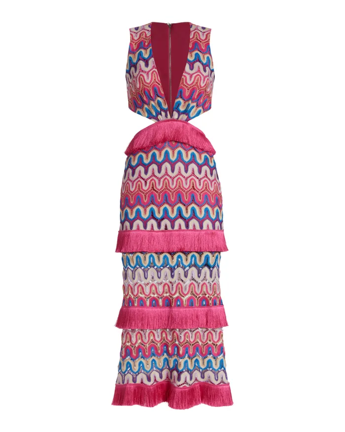 Women Beach Dresses PatBO CROCHET CUTOUT MIDI DRESS FINAL SALE Pink Multi
