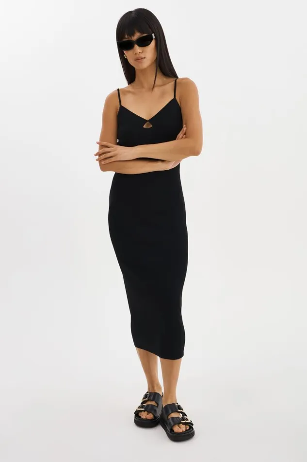 Women BETTINA Rib Knit Dress Black LAMARQUE Dresses