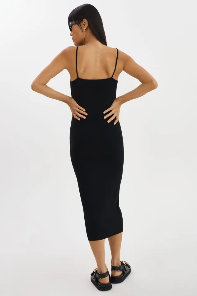 Women BETTINA Rib Knit Dress Black LAMARQUE Dresses