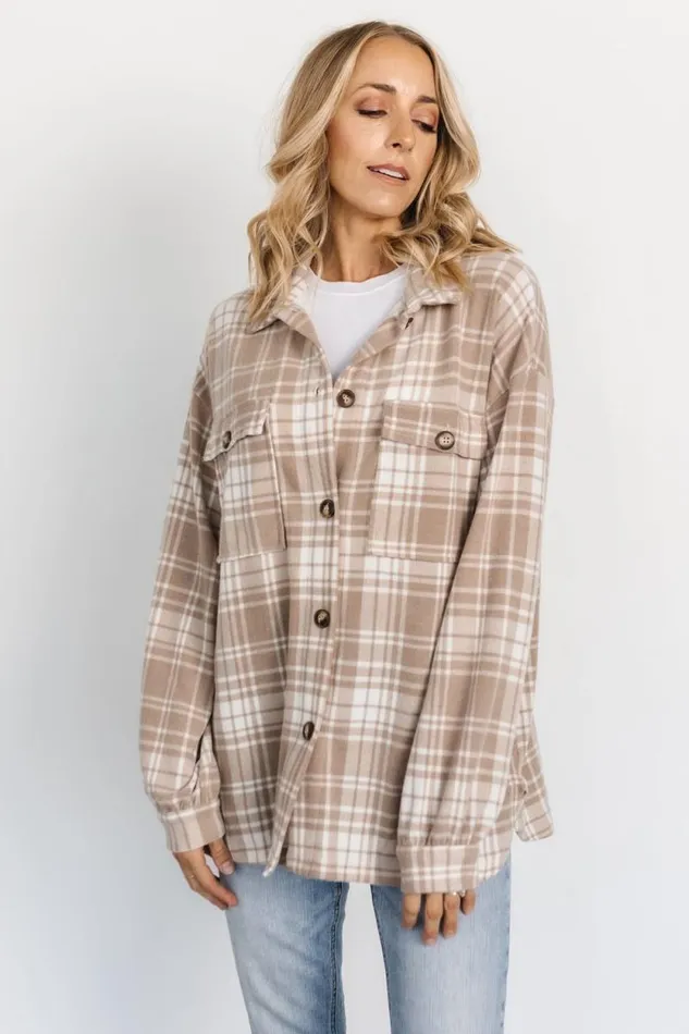 Women Bex Plaid Shacket Taupe Off White Baltic Born Outerwear