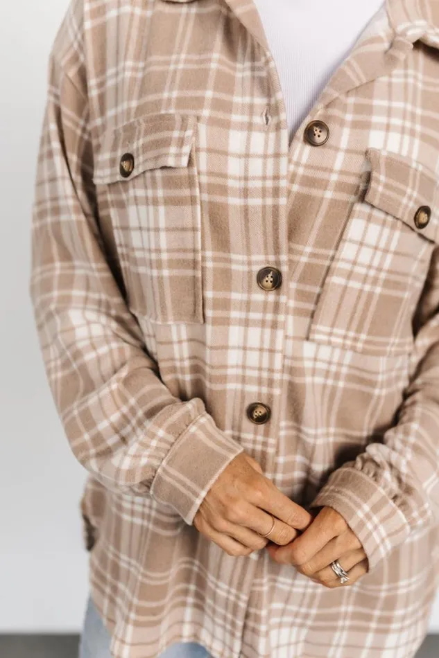 Women Bex Plaid Shacket Taupe Off White Baltic Born Outerwear Women Bex Plaid Shacket Taupe Off White Baltic Born Outerwear
