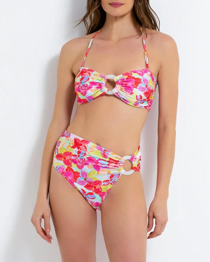 Women Bikinis PatBO Hydra MidRise Bikini Bottom FINAL SALE Pink Multi