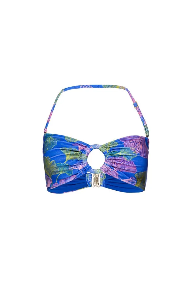 Women Bikinis PatBO Ocean Leaf Bandeau Bikini Top FINAL SALE Blue