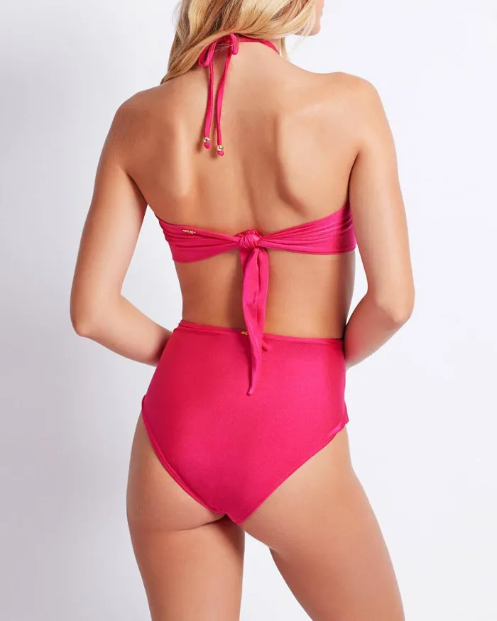 Women Bikinis PatBO OCEAN LEAF BIKINI TOP FINAL SALE Cerise