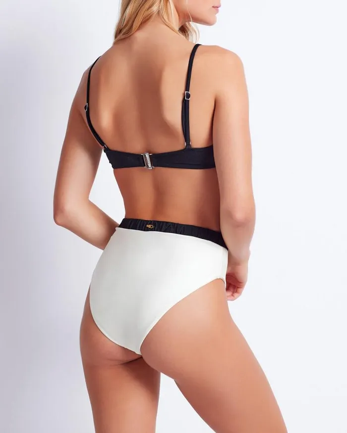 Women Bikinis PatBO SEASHELL HIGH CUT BIKINI BOTTOM FINAL SALE Black White