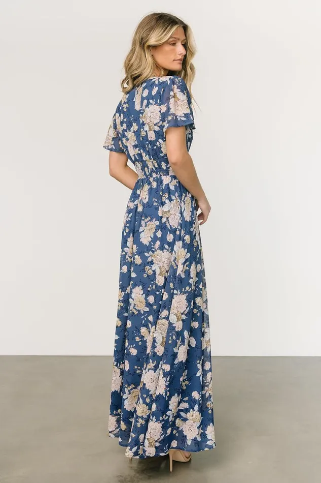 Women Birdie Maxi Dress Blue Blush Floral Baltic Born The Guest Edit