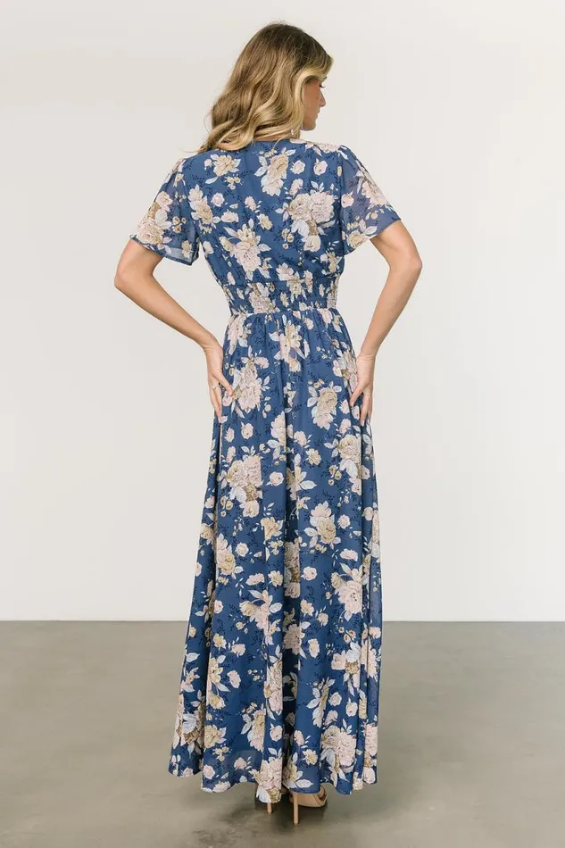 Women Birdie Maxi Dress Blue Blush Floral Baltic Born The Guest Edit