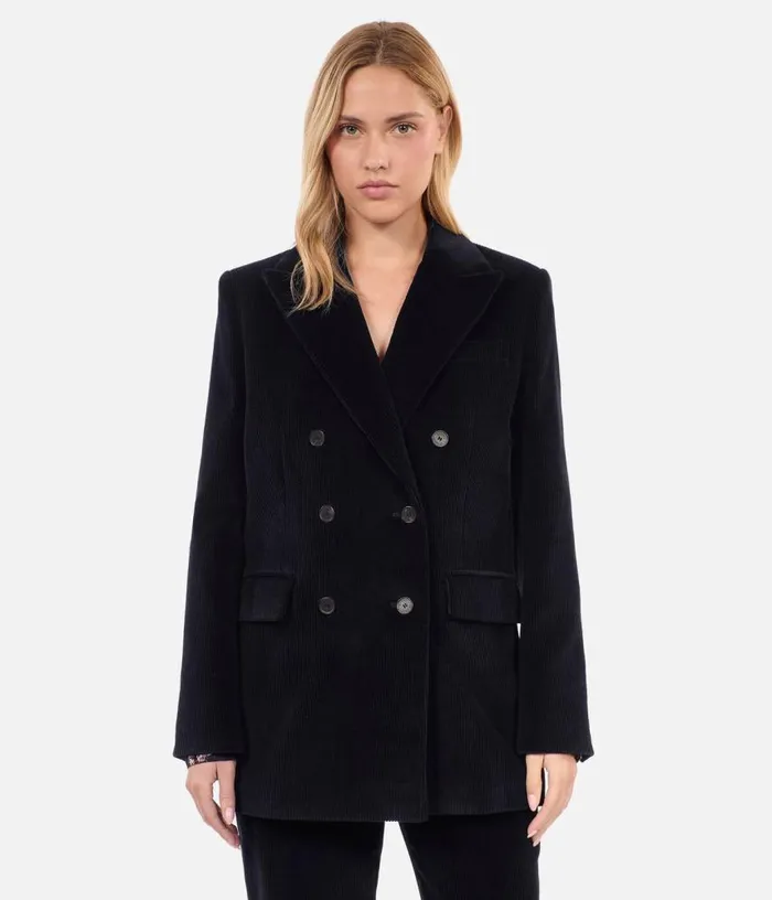 Women Black Corduroy Suit Jacket THE KOOPLES Coats and Jackets