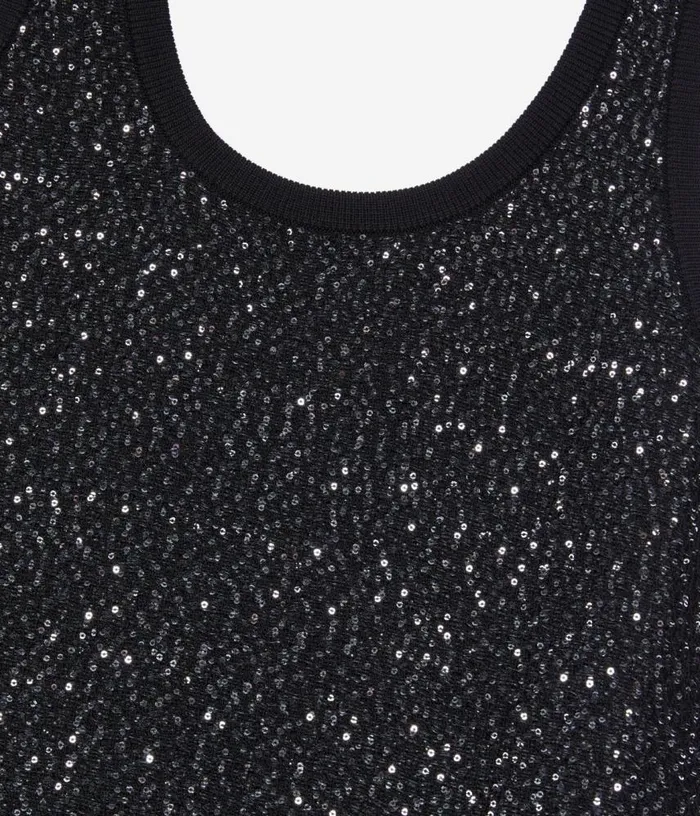 Women Black Sequin Knit Short Dress THE KOOPLES Dresses and Jumpsuits