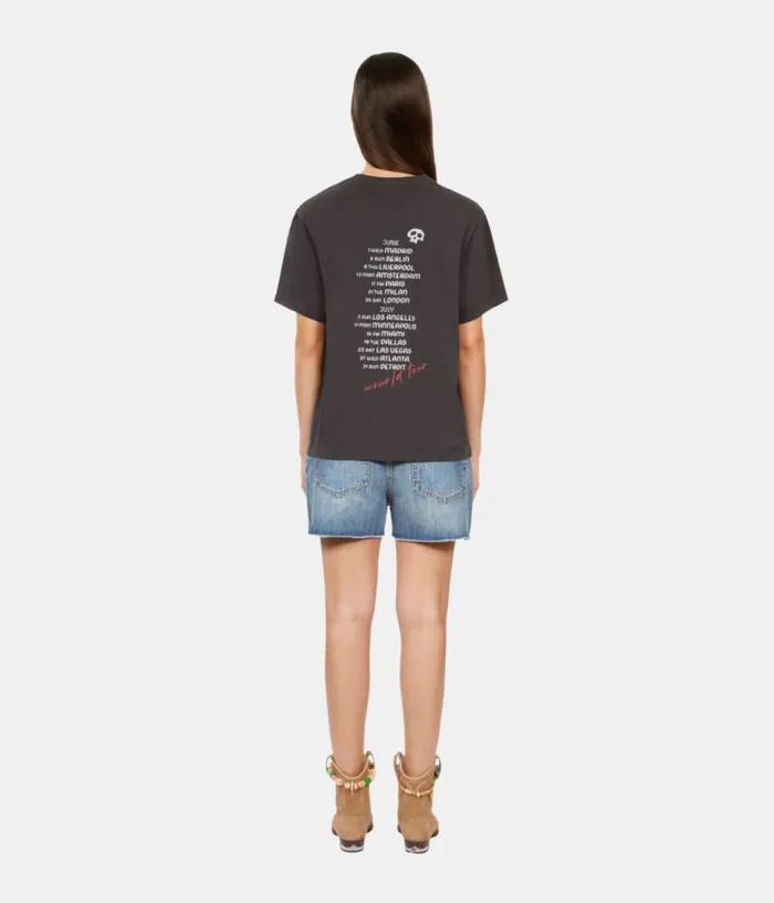 Women Black Tshirt With Guitar Serigraphy THE KOOPLES Tshirts