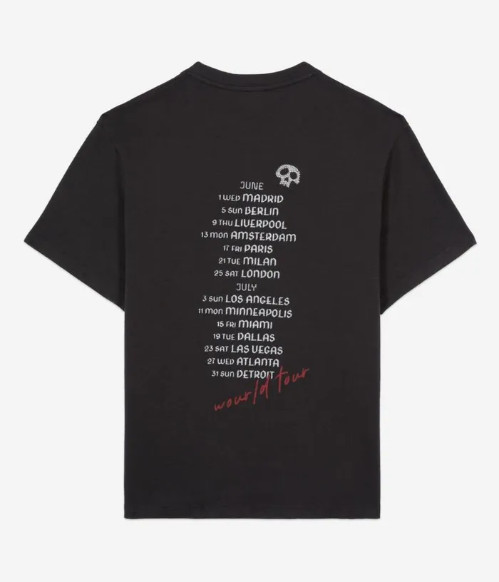 Women Black Tshirt With Guitar Serigraphy THE KOOPLES Tshirts