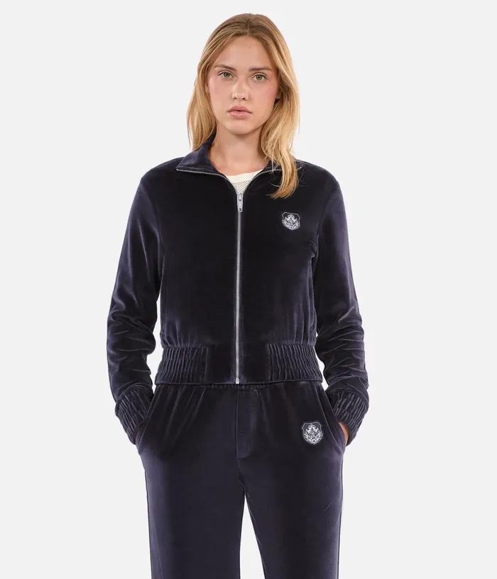 Women Black Velvet Logo Sweatshirt THE KOOPLES Sweatshirts
