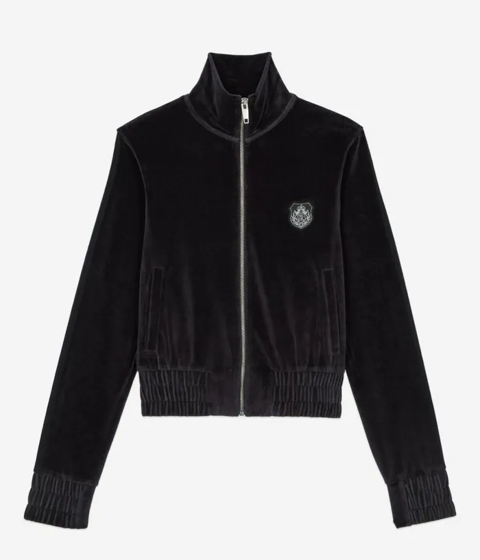 Women Black Velvet Logo Sweatshirt THE KOOPLES Sweatshirts