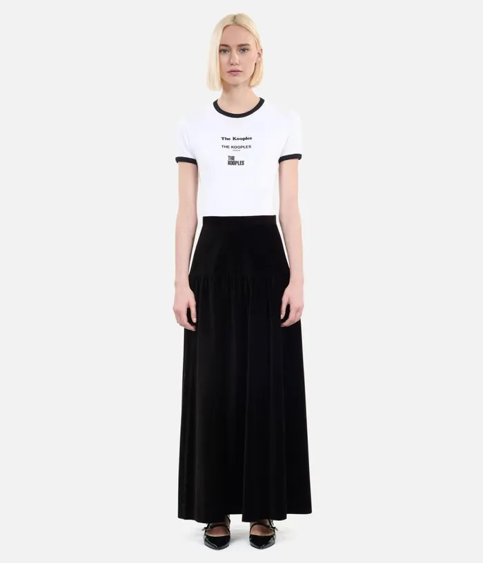 Women Black Velvet Long Skirt THE KOOPLES Skirts and Shorts
