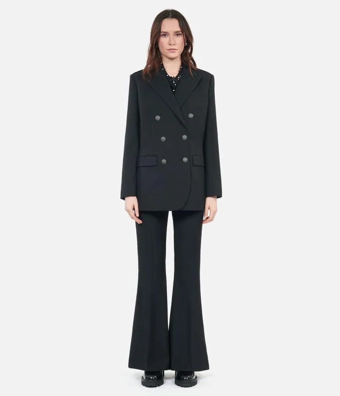 Women Black Wool Blend Suit Jacket THE KOOPLES Blazers and Suits