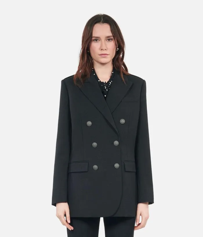 Women Black Wool Blend Suit Jacket THE KOOPLES Blazers and Suits