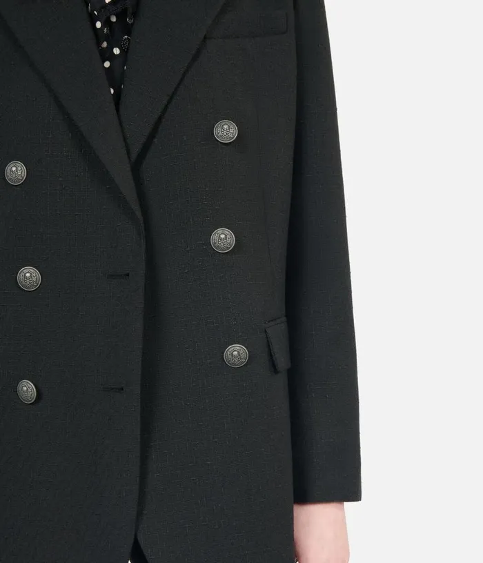 Women Black Wool Blend Suit Jacket THE KOOPLES Blazers and Suits