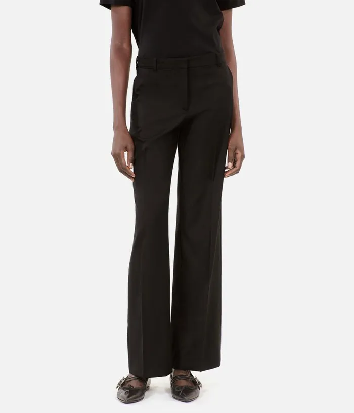Women Black Wool Suit Trousers Straight Cut THE KOOPLES Jeans and Pants