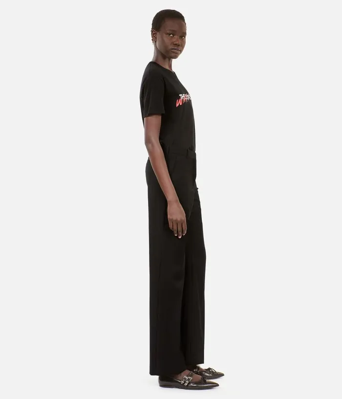 Women Black Wool Suit Trousers Straight Cut THE KOOPLES Jeans and Pants