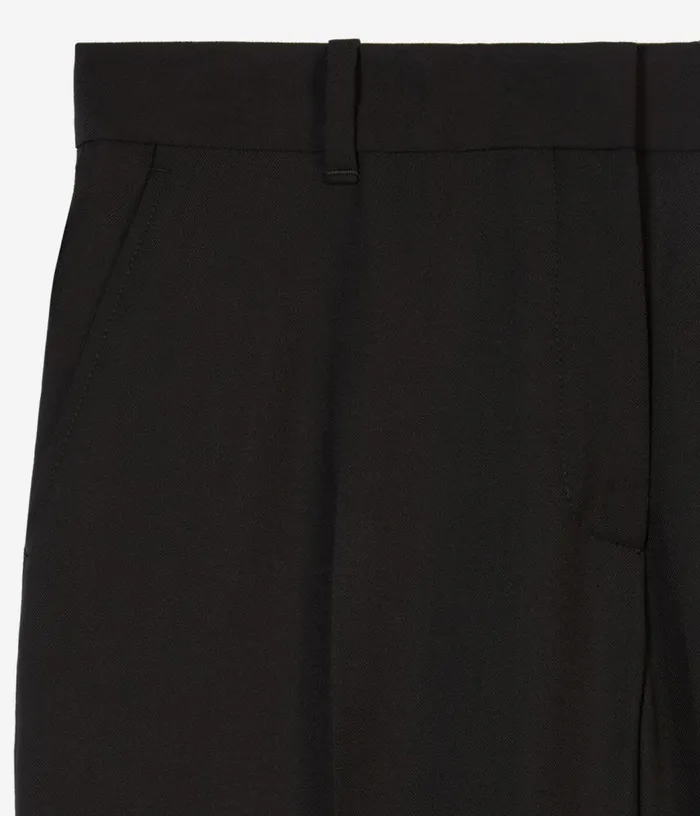 Women Black Wool Suit Trousers Straight Cut THE KOOPLES Jeans and Pants