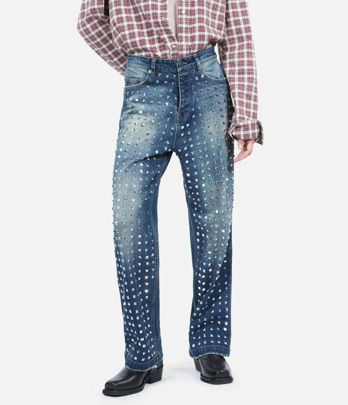 Women Blue Straight Studded Jeans THE KOOPLES Jeans and Pants
