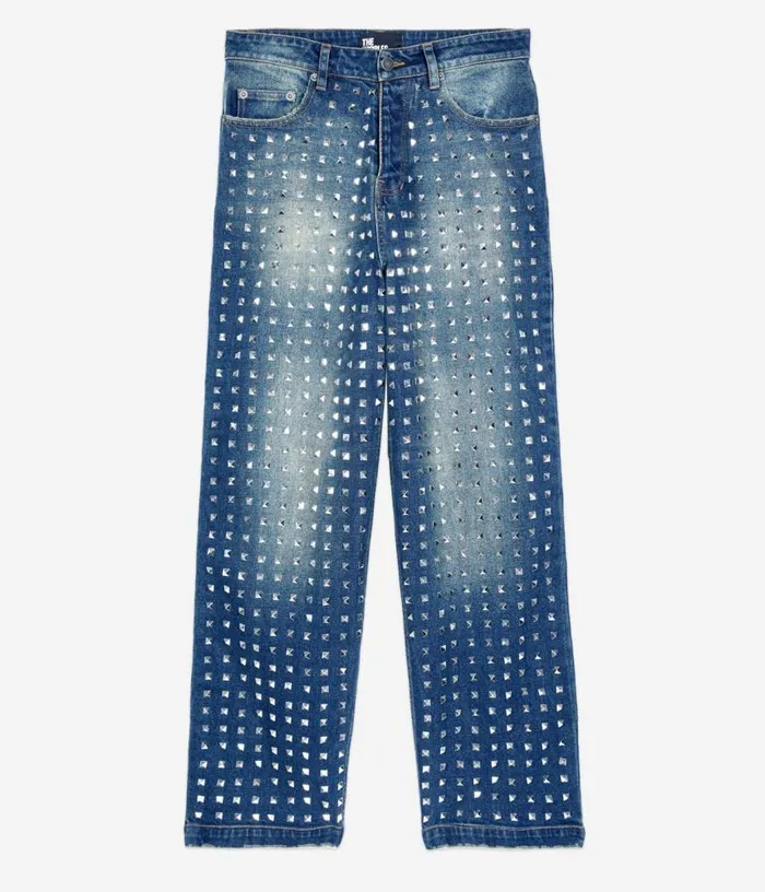 Women Blue Straight Studded Jeans THE KOOPLES Jeans and Pants