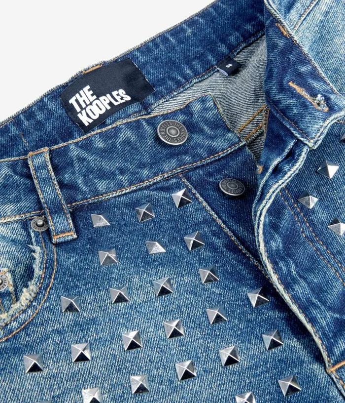 Women Blue Straight Studded Jeans THE KOOPLES Jeans and Pants