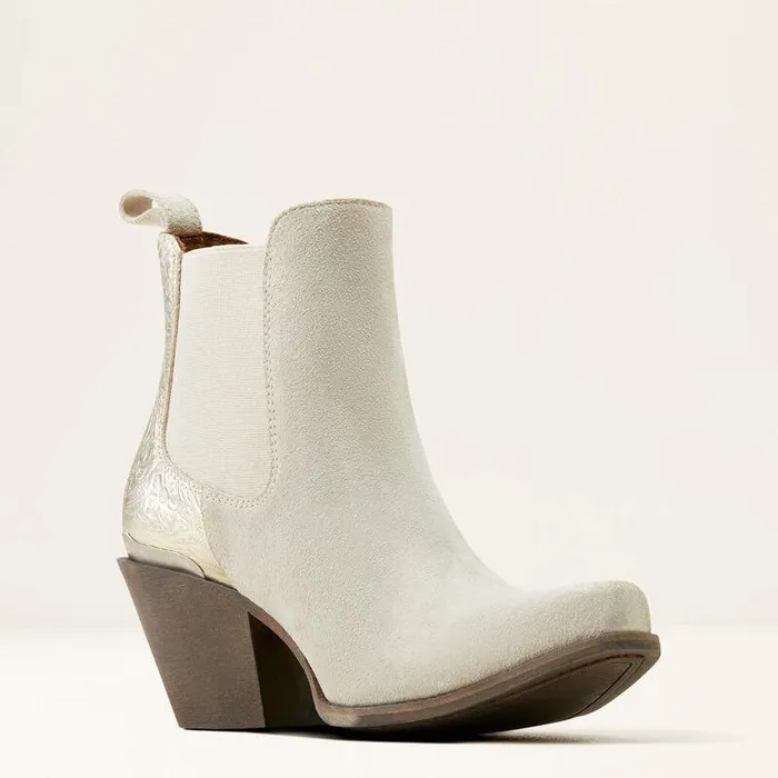 Women Booties Ariat Bradley Western Boot Cloud White Suedeembossed Pearl