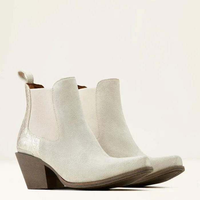 Women Booties Ariat Bradley Western Boot Cloud White Suedeembossed Pearl