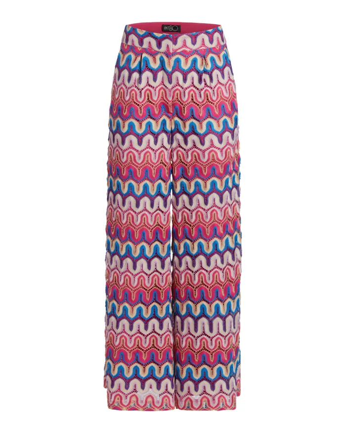 Women Bottoms PatBO CROCHET WIDE LEG PANTS FINAL SALE Pink Multi