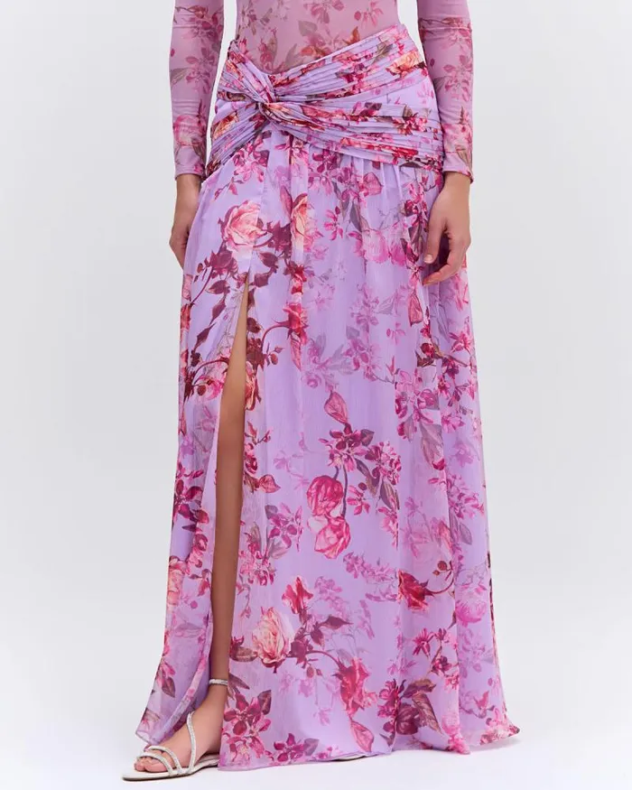 Women Bottoms PatBO Floral Haze Draped Maxi Skirt EXCLUSIVE Violet