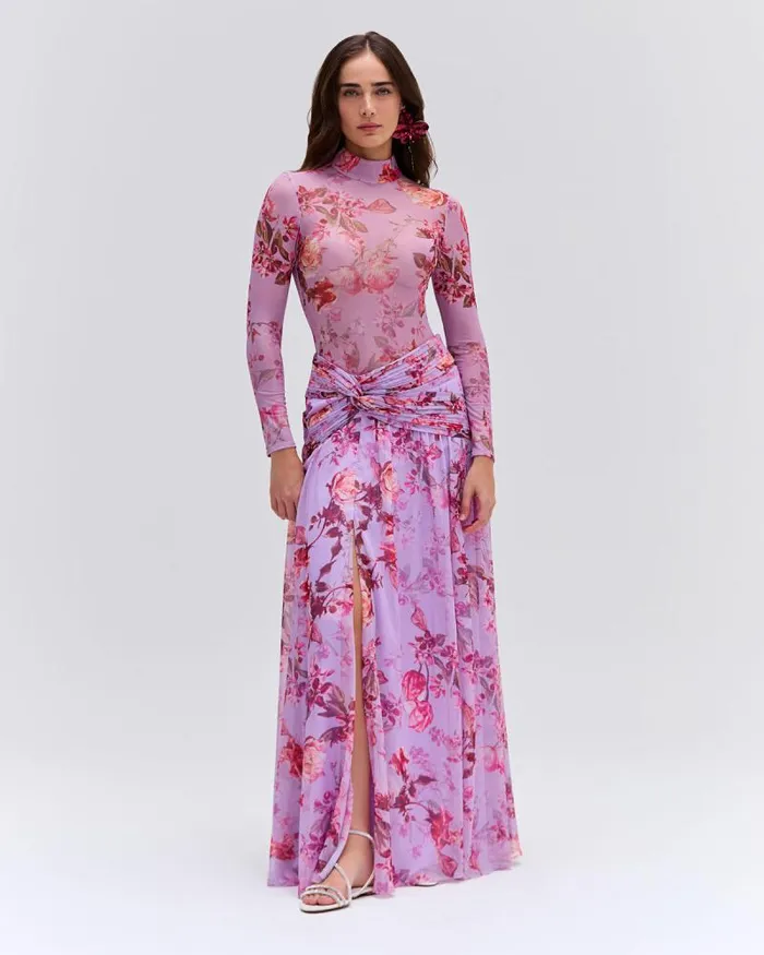 Women Bottoms PatBO Floral Haze Draped Maxi Skirt EXCLUSIVE Violet