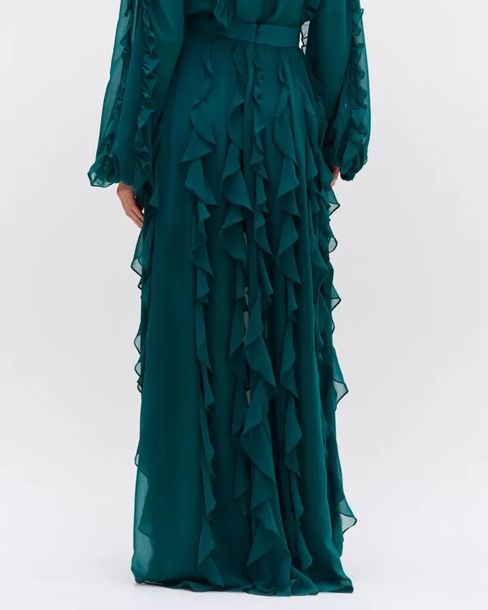 Women Bottoms PatBO Ruffle Maxi Skirt FINAL SALE Galapagos