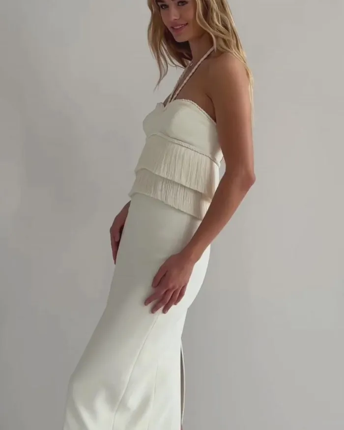 Women Bottoms PatBO Stretch Midi Skirt FINAL SALE Ivory
