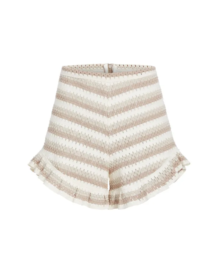 Women Bottoms PatBO Striped Crochet Short FINAL SALE Natural