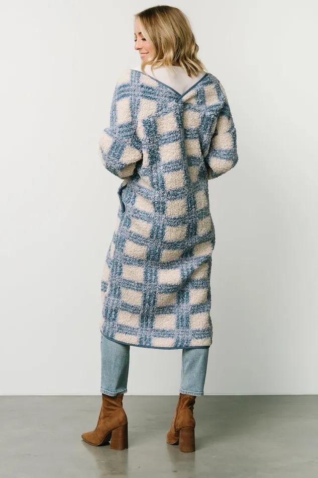 Women Breckenridge Sherpa Long Cardigan Blue Plaid Baltic Born Cardigans Women Breckenridge Sherpa Long Cardigan Blue Plaid Baltic Born Cardigans