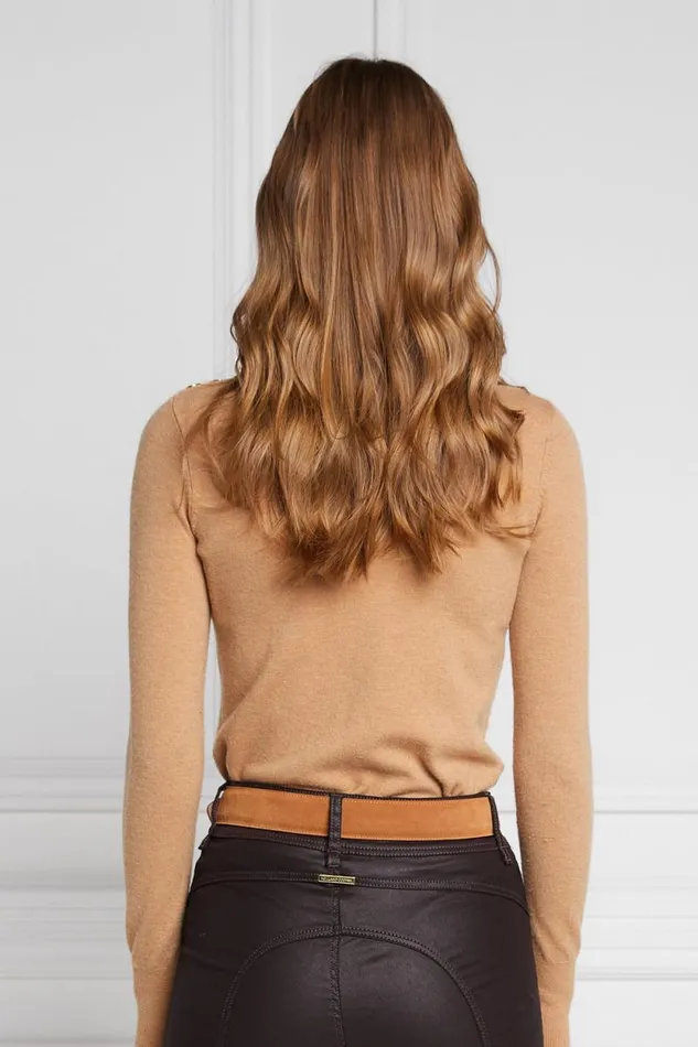 Women Buttoned Knit Roll Neck Dark Camel Holland Cooper Knitwear Women Buttoned Knit Roll Neck Dark Camel Holland Cooper Knitwear