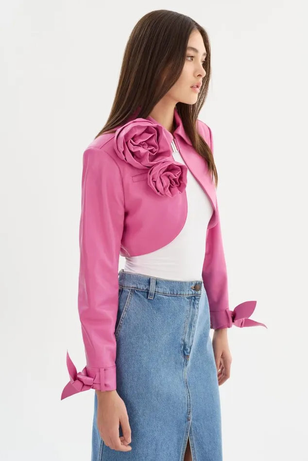 Women CALISTA Appliqu Leather Bolero Super Pink LAMARQUE Leather Jackets Women CALISTA Appliqu Leather Bolero Super Pink LAMARQUE Leather Jackets