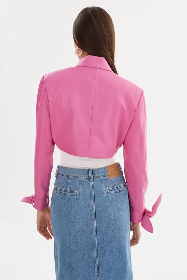 Women CALISTA Appliqu Leather Bolero Super Pink LAMARQUE Leather Jackets Women CALISTA Appliqu Leather Bolero Super Pink LAMARQUE Leather Jackets