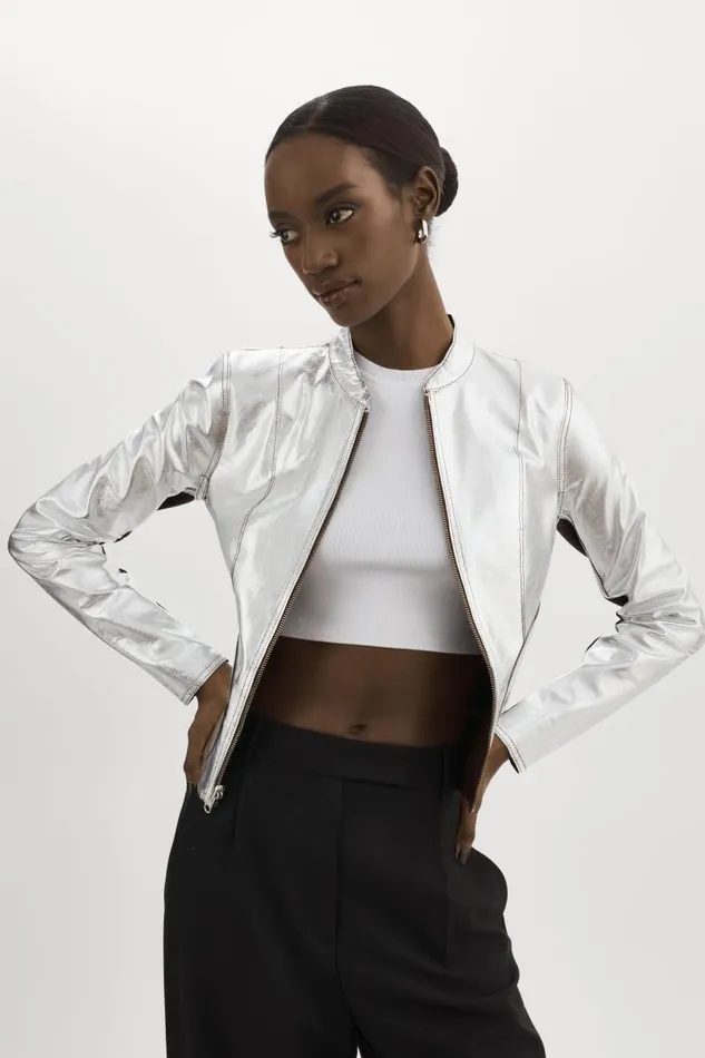 Women CHAPIN Reversible Leather Bomber Mahoganysilver LAMARQUE Leather Jackets Women CHAPIN Reversible Leather Bomber Mahoganysilver LAMARQUE Leather Jackets