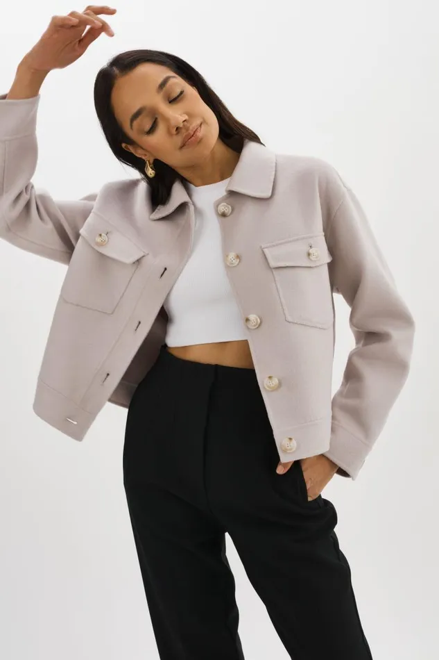 Women CHRISTINE Wool Jacket Feather Grey LAMARQUE Wool Women CHRISTINE Wool Jacket Feather Grey LAMARQUE Wool